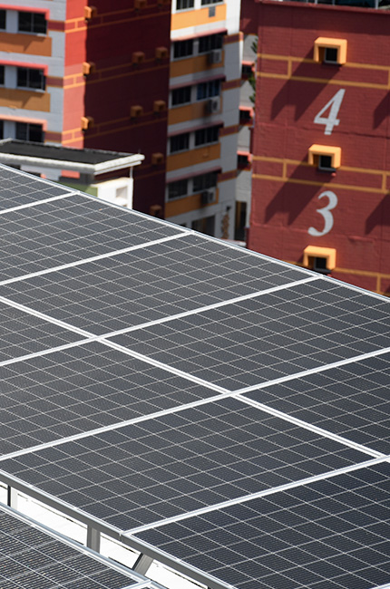 Solar panel installations on roof